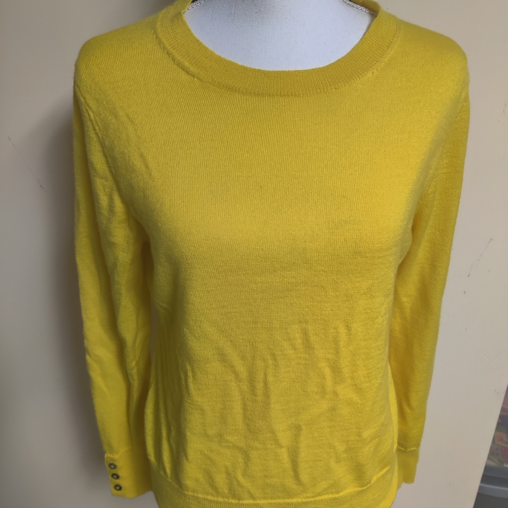 Charter Club Women's Crew Neck Sweater - Bright Yellow, Size Medium